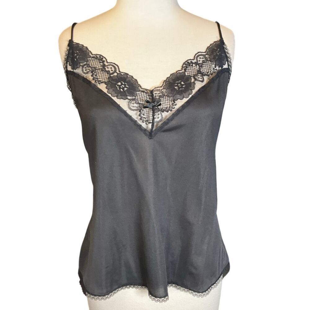 Vintage Private Treasures by Avon Lace Camisole Nylon Coquette Black Y2K 90s